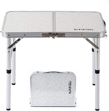 Folding Camp Table Small, 24''L x16''W with Adjustable Height Legs, Indoor Outdo