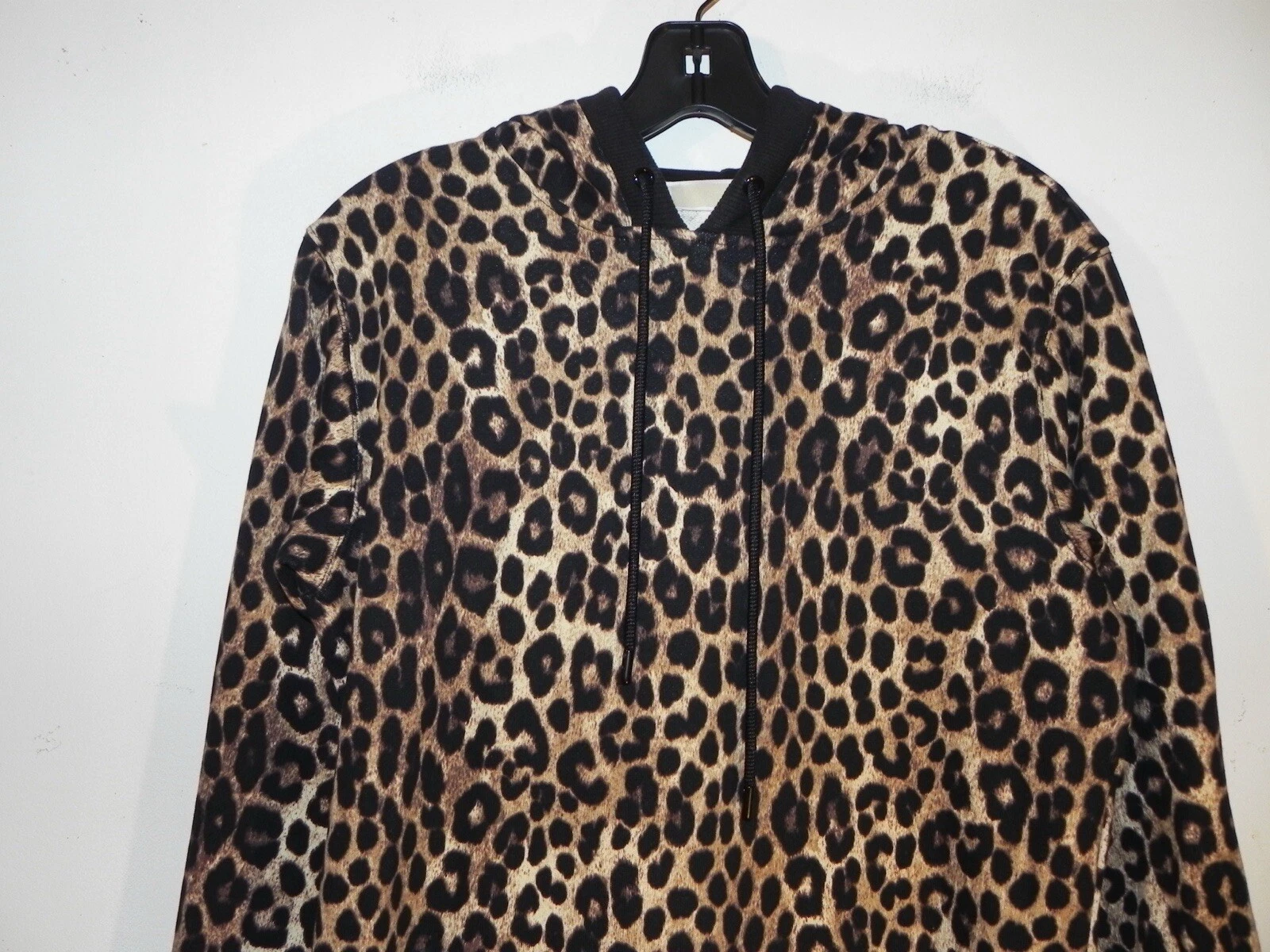 Abito Michael Kors nuovo con etichette stampa leopardata manica lunga cotone spugna felpa con cappuccio XS