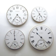 Lot of Four Pocket Watch Movements Three Elgin and One Waltham