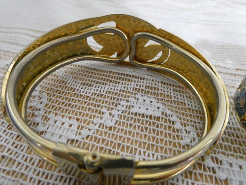 Menge 2 Vintage Cloissonne Klemme Armbänder bunte Blumen - Bild 8 von 10