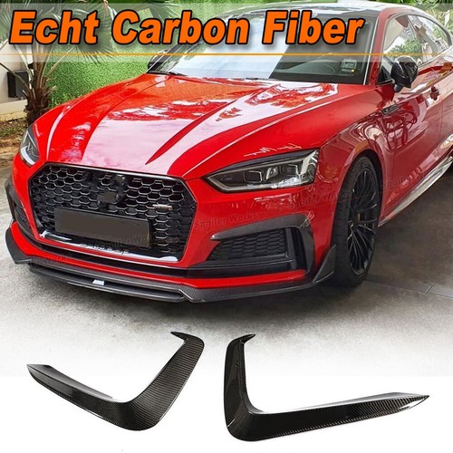 Carbon Fiber Front Bumper Fins Flaps Canard Lip For Audi A5 Sline S5 2017-19 - Picture 1 of 11