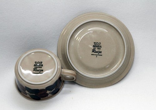 Troubadour 4 Rouja ARABIA OF FINLAND Vintage 4 Flat Cup mug And Saucers Set - Picture 4 of 4