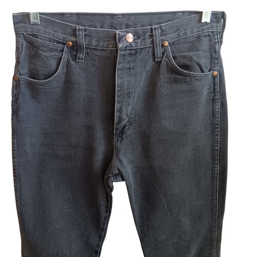 31X36 Wrangler Mens Slim Fit Cowboy Jeans Black 936BLK 1980's USA Faded Rancher - Picture 4 of 7
