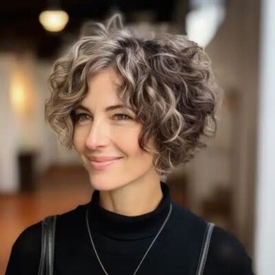 100% Human Hair Wigs Short Pixie Grey Blonde with Black Brown Mix Wavy Lace Wigs
