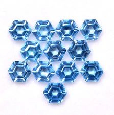 5x5 mm To 10x10mm Natural Swiss Blue Topaz Hexagon Cut Loose Gems Price Per Pcs