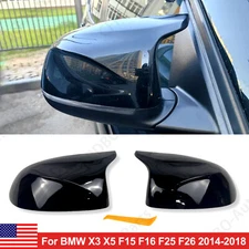 2pc For BMW X3 F25 X5 F15 X6 F16 14-18 Gloss Black M Look Side Mirror Cover Caps