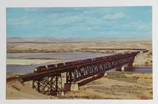 Santa Fe Train Postcard Railroad Topock Bridge Locomotive Railway CA c1970s UNP