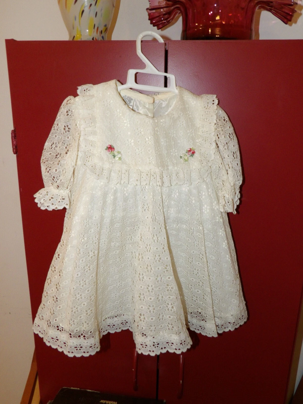 OFF WHITE Abito vintage in pizzo bianco sporco bambina taglia 2T