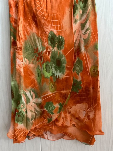 NWOT L'Amadei By DP Altomote Orange Green Skirt Chiffon Layered Rayon Women S - Picture 2 of 11