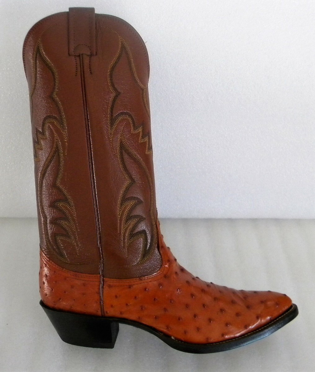 NOCONA Cognac Full Quill OSTRICH 8 Cowboy Boot Made in USA  display picture 3