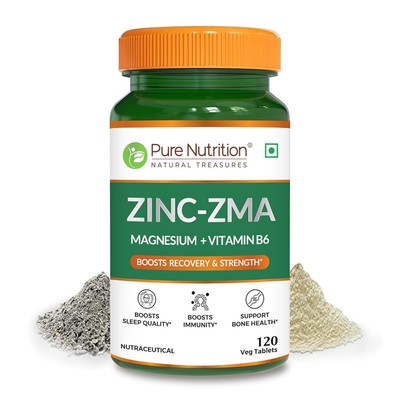Pure Nutrition Zinc ZMA - 120 Veg Tabletten, Zink Magnesium Aspartat + Vitami...