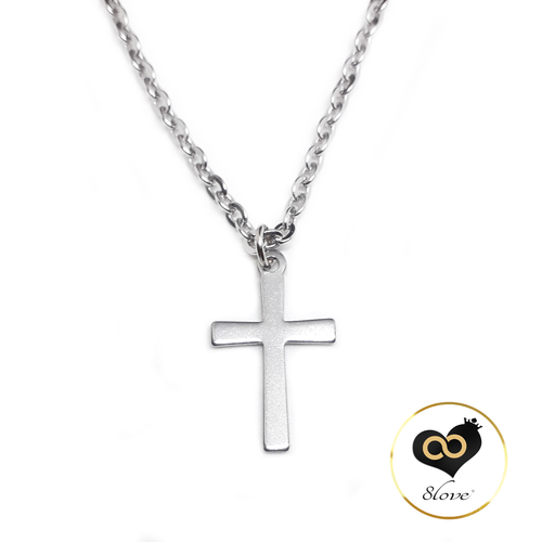 Collana CROCE 20mm Argento Catena ACCIAIO INOX rosario Uomo e Donna con ciondolo - Foto 12 di 12