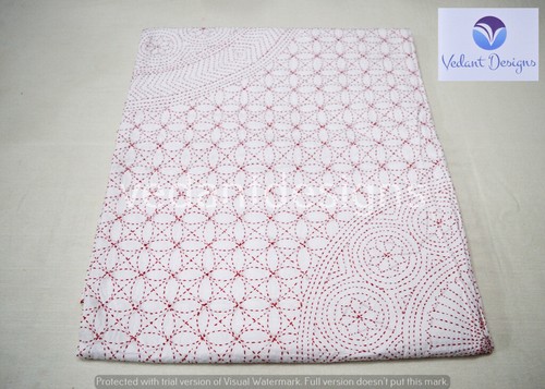 Indischer Blockdruck Queen Baumwolle Kantha Quilt Tagesdecken Überwurf Kantha Decke - Bild 3 von 4