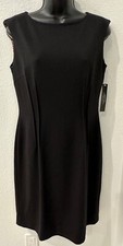 NEW | TAHARI ASL | Fitted Sheath Dress | BLACK | ANDREW | LEOPARD Upper Lined