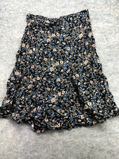 Venezia Skirt Size 22 Black Floral Vintage Wrap Elastic Pull Up Midi