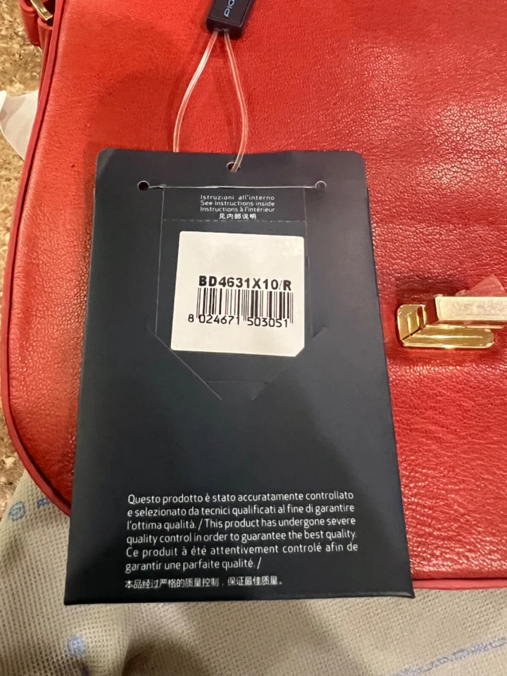PIQUADRO Rojo Italiano Cuero Monedero Bolso Bolsillo Bolso Bandolera NUEVO CON ETIQUETAS BD4631X10/R Foto 4 de 4