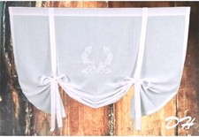 Raffrollo 80x100 cm Gardine Ornament Landhaus Bändchenrollo Leinenmischung