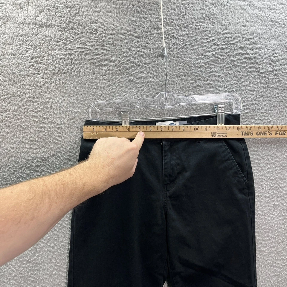 Pantalones Old Navy Niños 14 Regular Negro Calce Ajustado Chino Ajustado Preppy Escuela Foto 3 de 4