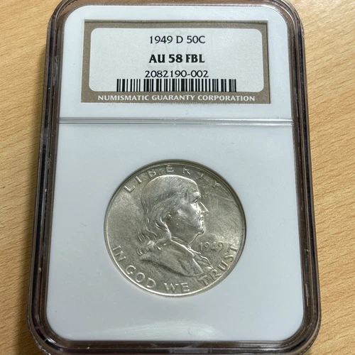 1949-D Silver Franklin Half Dollar NGC AU58 About Uncirculated