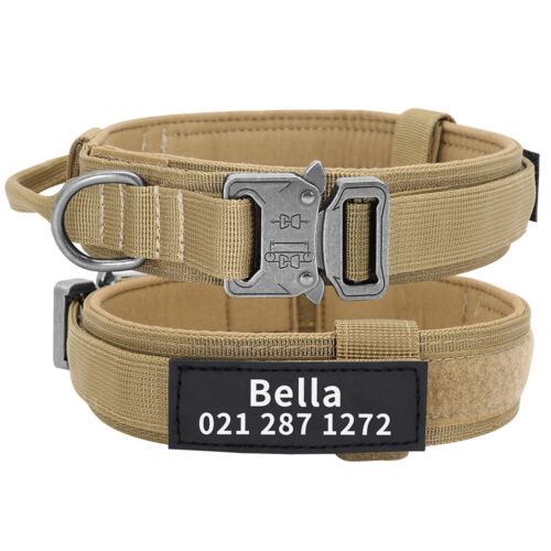 Collar táctico personalizado para perro con nombre mango de control de parche personalizado nailon XL - Imagen 16 de 16