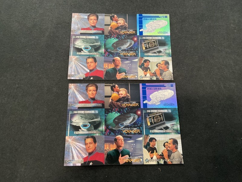Star Trek Voyager 1995 Skybox 9-Card Panel Promo Sheet 10.5" x 7.5" 2 sheets