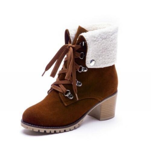 Mujeres Informales Antideslizantes Tacón Bloque Imitación Gamuza Puños Botas con Cordones Botines  - Imagen 13 de 17