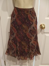 NWT 69 petite siophisticate FULLY LINED SKIRT brown paisley SIZE P8