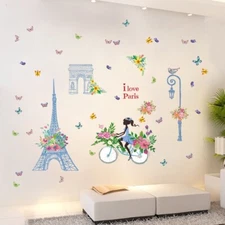 New Removable Wall Decal Paris eiffel tower Girl Sticker Home Room DIY Decor