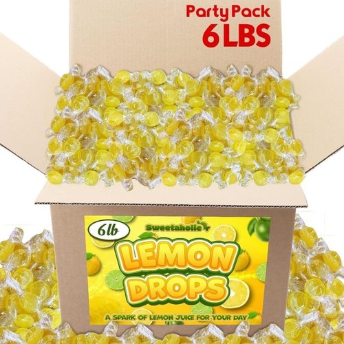 Sour Sugar-Free Lemon Drops Candy - 6 Pounds of Individually Wrapped Delight