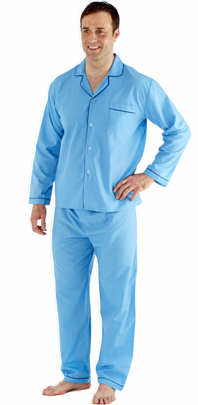 Mens Plain Poly Cotton Pyjama PYJAMAS Traditional plain and patterned eBay