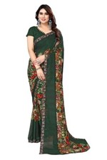 New Indian Georgette Saree With Unstitched Blouse Party Wedding Wear For women