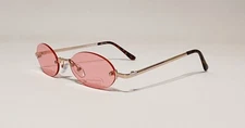 Oval Shaped Rimless Sunglasses Metal Frame Colored Rimless Oval Lenses Men Women
