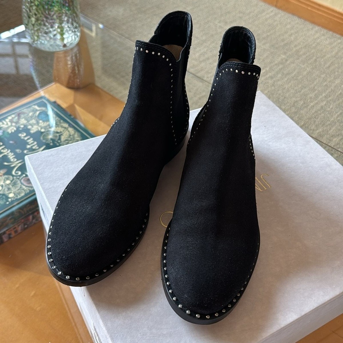Jimmy Choo Black Suede studded ankle boots Merril Flat Jimmy Choo Black Suede studded ankle boots Merril Flat