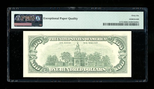 DBR 1990 $100 FRN St. Louis Gem Fr. 2173-H PMG 66 EPQ Serial H35929473A - Picture 2 of 2