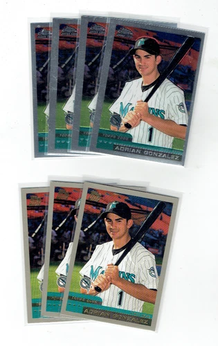 (7) ADRIAN GONZALEZ 2000 Topps ROOKIE LOT (4 Chrome & 3 Paper) Marlins #T81