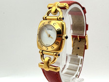 Vintage Gucci 6300L Gold 22mm White Dial Red Band Quartz [Exc+4]