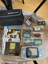 Nintendo Game Boy Advance - Clear Glacier 7 games bag zelda, mario kart, contra