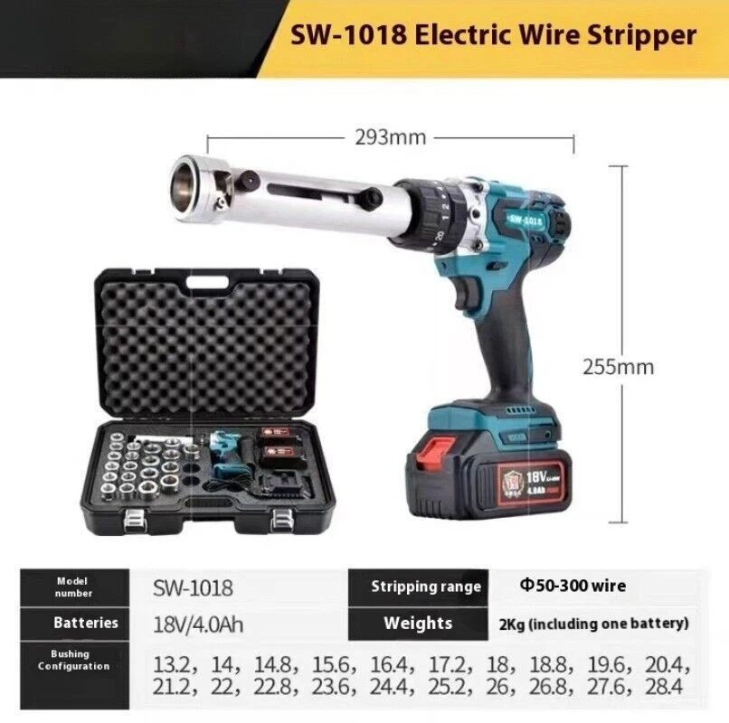 Sw-1018 Wire Quick Peeler Electric Wire Stripper 18V Portable Rechargeable