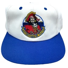 Vintage Captain Morgan Snapback Hat Cap White Blue Whisky Liquor Y2K Skate