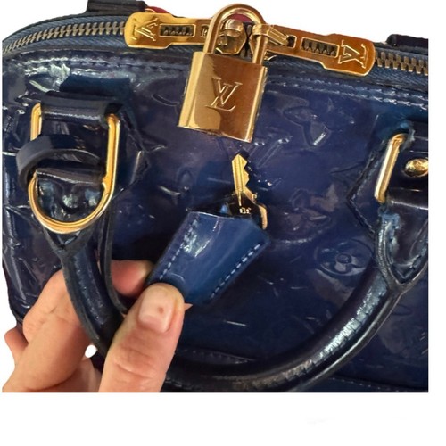 Louis Vuitton Monogram Vernis Alma BB in Bleu Nuit w/ Matching Wallet & COA - Picture 10 of 20
