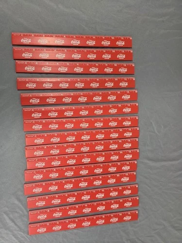 Lot of 15 Vintage Coca-Cola 12" Plastic Rulers - New Old Stock - Red/White Coke