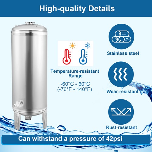 26,4 GAL Druckbrunnentank Edelstahl Wasserdruckbehälter für Brunnen - Bild 3 von 10