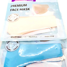 Premium Reusable Face Masks 2 Pack Adjustable Washable Lightweight Peach Blue