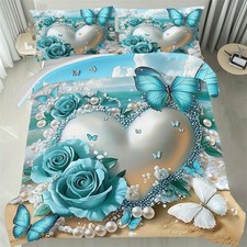 Pearl Flower Butterfly Duvet Quilt Cover Set Pillowcase Twin Full Queen King New