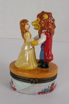 Beauty and the Beast Dancing Hinged Trinket Box w/ Rose Inside 4'' Tall 2.5'' Wide