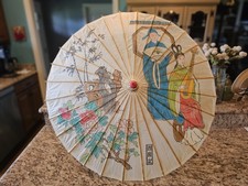 Decorative Chinese Paper Parasol With Scene From A Classical Chinese Play