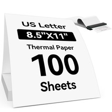 Thermal Printer Paper 8.5 x 11 Inch, 100 Sheets US Letter Size Continuous Fol...