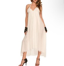 Kiki de Montparnasse White Silk Halter Maxi Dress Women?s Size M