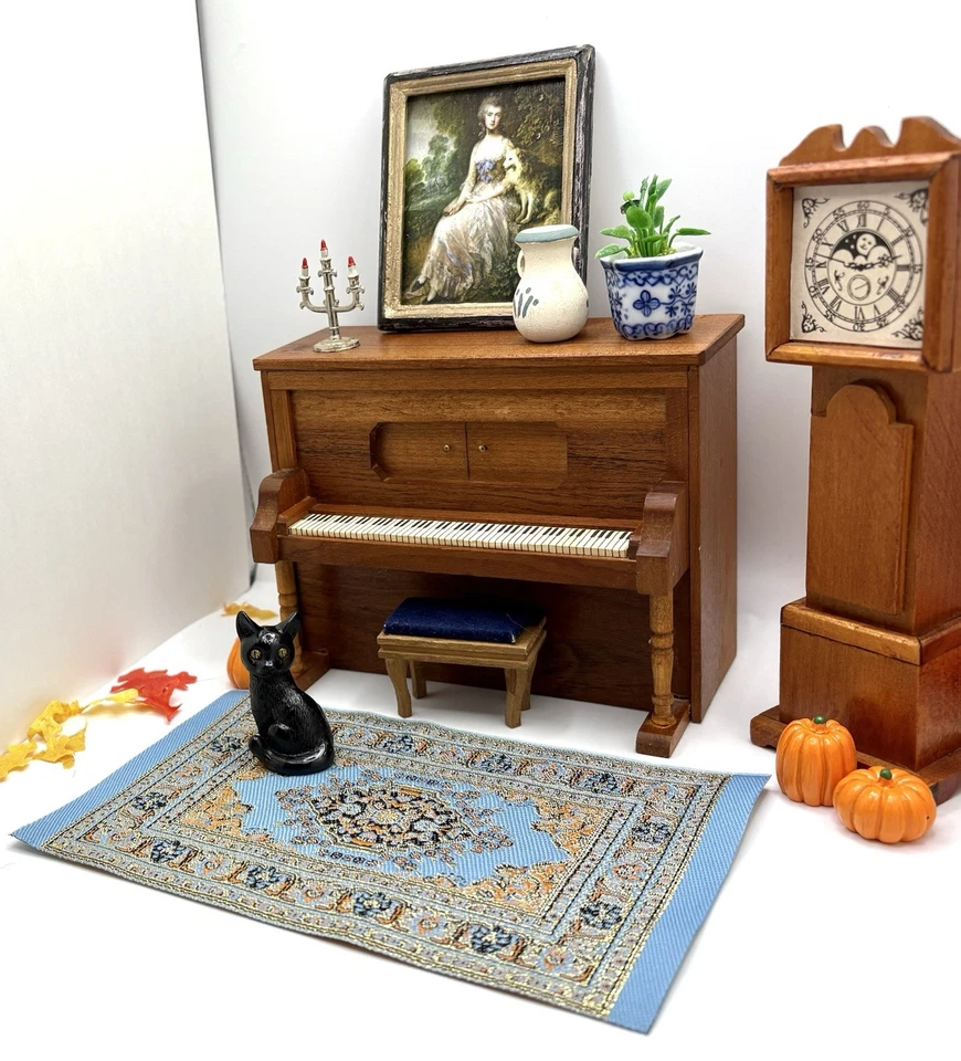 Reloj de abuelo piano Shakman vintage para casa de muñecas firmado retrato artesanal Foto 3 de 4