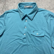 Criquet Polo Shirt Mens Large Cyan Pima Cotton Blend Performance Stretch Golf